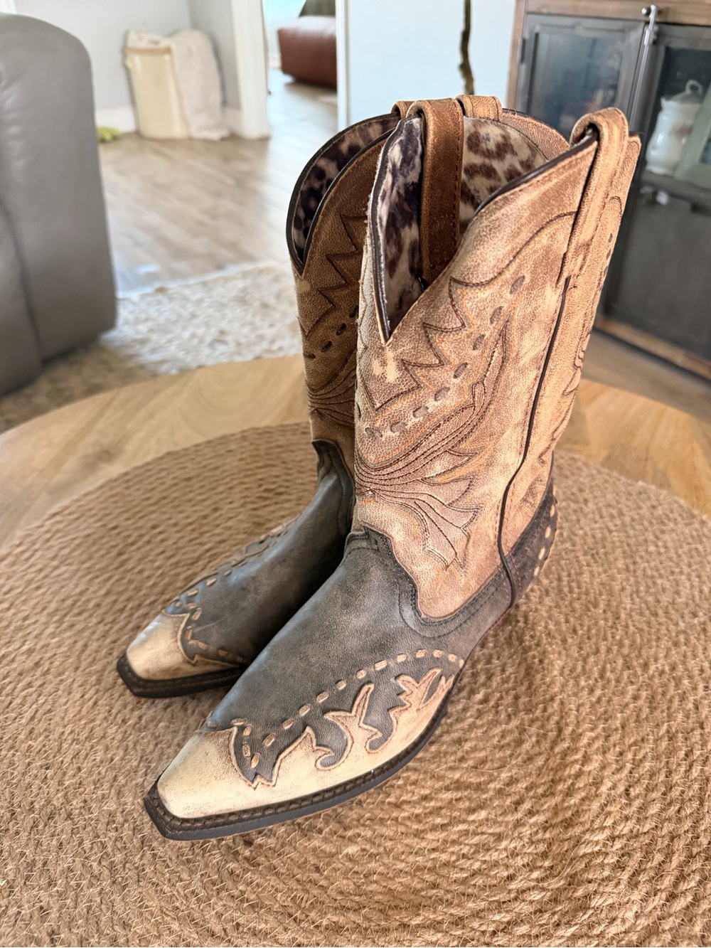 Laredo Two-Tone Brown and Tan Western Cowboy Boots